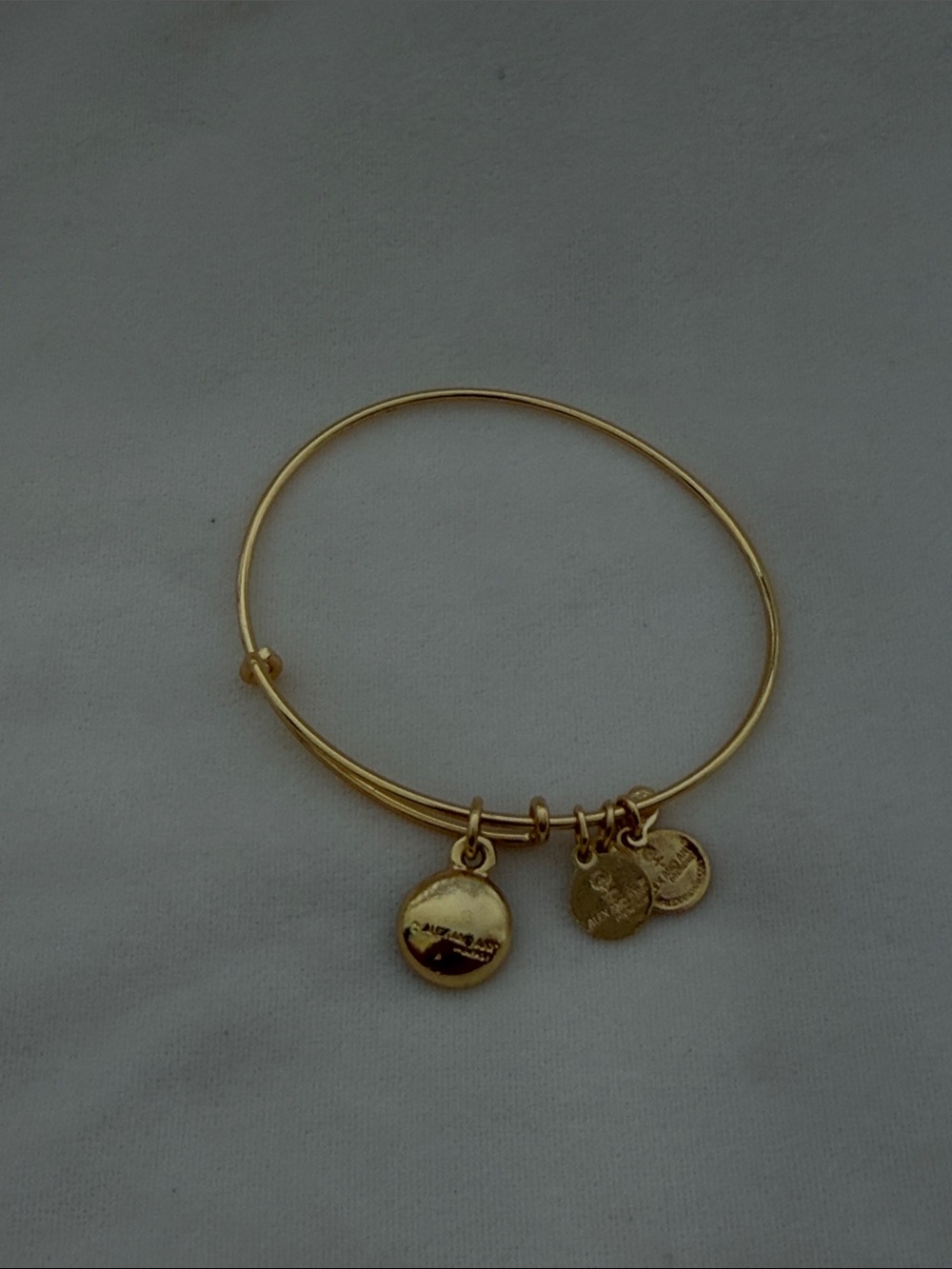 Alex And Ani Gold-Tone Charm Bangle Bracelet with Blue Crystal Charm - Picture 4 of 4